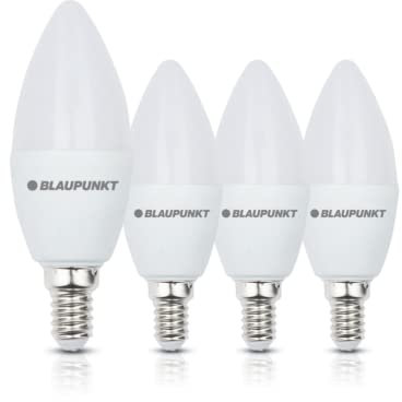 Blaupunkt Lampadina LED E14 - Piccola a Candela - Illuminazione Ambiente - 7W - Equivalente a 50W - Bianca Calda 2700K - Attacco Edison - Luce a Risparmio Energetico ed Economico - Lampada - Pacco 4