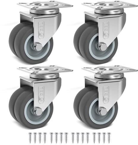 GBL Ruedas para Muebles Pesados + Tornillos - 50 mm Hasta 200 kg - 4x Ruedas Giratorias Grandes que No Dejan Marcas de Alta Resistencia - Para Mesa Cama Mueble Canape Sofá Palets - Plata