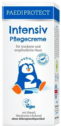 PAEDIPROTECT Crema de Cuidado Intensivo 75ml, hidrata la piel seca e irritada, crema de bebé sin perfume para la cara, el cuerpo y las manos, alivia el picor y previene la inflamación, vegana