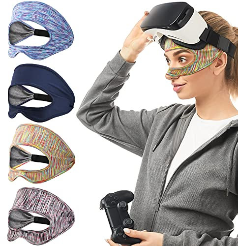 TiMOVO VR Schweißschutz für Meta Quest 3/Quest 3S, 4 Stück VR Schweißband Atmungsaktiv VR Augenmaske Abdeckung, VR Gesichtsmaske für PS VR2/Meta Quest Pro/Meta Quest2/HTC Vive VR Headset Zubehör, Bunt