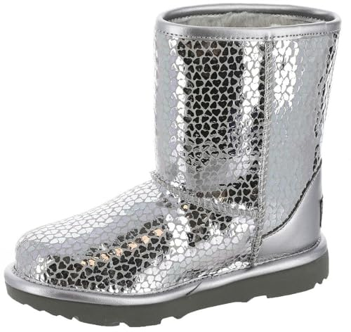 UGG T Classic II Gel Hearts, Stivale Unisex-Bambini, Argento, 22 EU