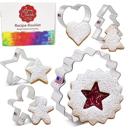Lot de 5 emporte-pièces de Noël Linzer, fabriqués aux États-Unis par Ann Clark