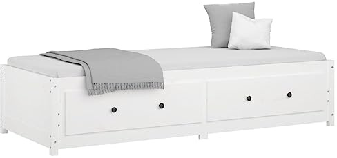 vidaXL Tagesbett Sofa Gästebett Sofabett Einzelbett Bett Bettsofa Bettgestell Holzbett Bettrahmen Schlafsofa Weiß 90x190cm Massivholz Kiefer