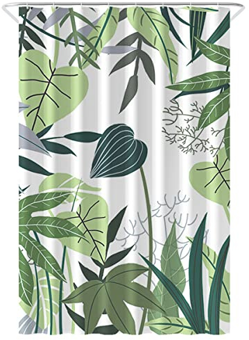 Loti Living Antimögel Duschdraperi – 120 x 200 cm - Vattentätt Polyester - Viktad Fåll - Inklusive Ringar - Anti-bakteriella Duschdraperier - Jungle