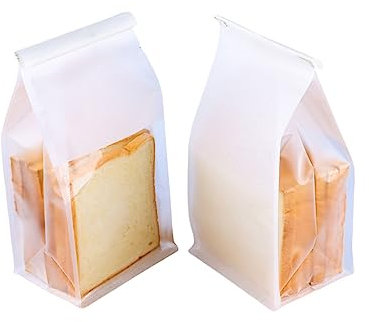 50 bolsas de panadería, bolsas de pan de papel con viento frontal transparente, bolsas de estaño con cierre de pestaña de corbata, bolsas de embalaje de galletas de café para productos horneados