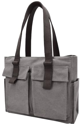 TeeYee Damen Henkeltasche Große Canvas Schultertasche Handtasche Tote Bag | Shopper mit Viel Fächer,Handbag für Alltag Arbeit,Einkaufstasche für Mädchen