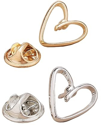 Iutymu 6 PCS Broche Coeur Or ou Argent Modeste, Broche à Revers en Forme de Fleur, Broche Délicate en Forme de Coeur/Fleur pour Revers ou Blouse, Broche Modeste en Forme de Coeur/Fleur, Broche pour