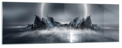 Vidrios decorativos 160x50cm Cuadro Sobre Vidrio Moderno Futurismo Tormenta Luna Grande XXL Cocina Cuadros Pared Impresiones Decoracion Salon Impresión en Cristal Wall Art Prints GAB160x50-5372