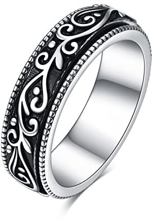 POPLYKE Anillos antiestrés para la ansiedad para mujer, de plata de ley, filigrana, anillos de estado de ánimo, regalos, 8, Plata de ley