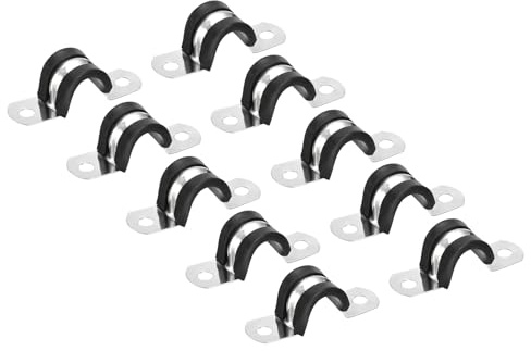PATIKIL 12 Stück U-Rohrschellen Set, Rohrschelle 16mm, Schlauchschellen, Gummi Gefüttert 2-Loch U-Form Kabelschellen, Starrer Rohr Riemen Klemme, Rohrhalterung für Rohr Befestigung