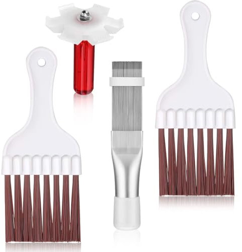 VIVIIHOO Kit de limpieza para secadora, 4 piezas, cepillo de limpieza, aletas, secador y filtro, peine radiador, herramienta de reparación del radiador de acero inoxidable