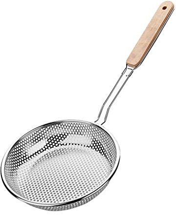 Passoire alimentaire filtre à huile avec poignée en bois écumoire ovale tamis à farine tamis à thé (couleur : comme indiqué, taille : 14 cm) (comme indiqué 18 cm)