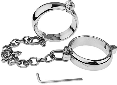 Soarvlorfy Abschließbar Bondage Ring Hand Fuß Manschetten Edelstahl Slave Fetisch Fußfesseln/Handschellen mit Metall Kette Erwachsene Spiele Bein Fesseln BDSM Sex Spielzeug,Frauen,Hände