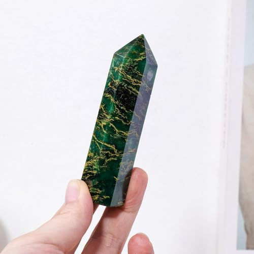 1 st Naturkristall Emerald Crystal Quartz Tower Wand Sten Sten Energy Gem Heminredning, Emerald, 9,10cm