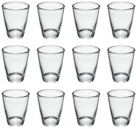 Eidoct 12 Glass Glasses Set, Shot Glass 30ml, Shot Glass with Heavy Base for Cocktail, Whisky, Tequila, Vodka, Spirits, Liquor.