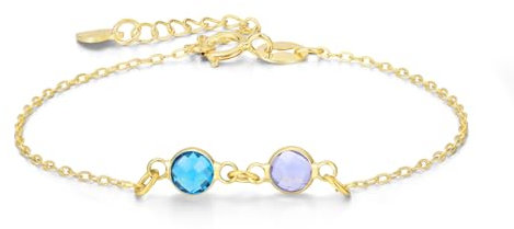 Y & Z Personlise Create Your Own Family Birthstone Bracelet in Silver, Rose gold and Gold Colour Gift for Mother, Girl Friend, Wife with Gift Box (Gold)