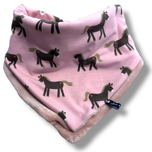 Schaltuch Ponyliebe Ponys Pferde Blumen Pferdefreunde Pferdeliebe Rosa Hellrosa Altrosa Winterzeit Tuch Schal Baby Kind Kleinkind Loop Dreicheckstuch