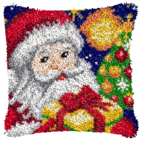 YOOTOM Kit de housse de coussin avec crochet à loquet en Noël,kit de broderie,kits de fabrication de taies d'oreiller，Christmas latch Hook Pillowcase Kits 43x43cm