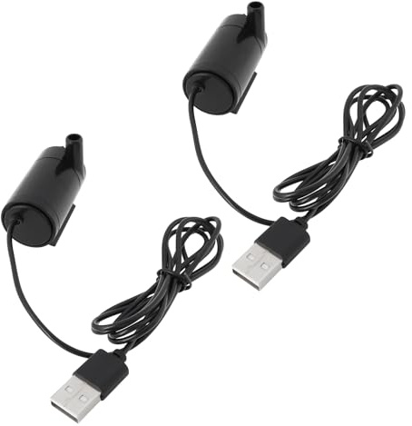 YINETTECH 2 Stücke DC 3-5V 1A Mini Wasserpumpe USB Micro Tauchmotorpumpe PVC-Schläuche für Aquarium Teich Brunnen Aquarium Garten Schwarz