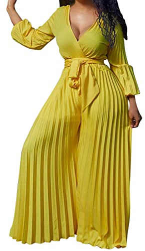 Jumpsuit Damen Elegant, Overall Sommer Hosenanzug, Lang Romper Playsuit Kostüm, Einteiler Outfit Frauen Komplett, Weites Bein Hosenanzug Damen Festlich Mit Ärmeln Casual Sommer Jumpsuit Damen Luftig