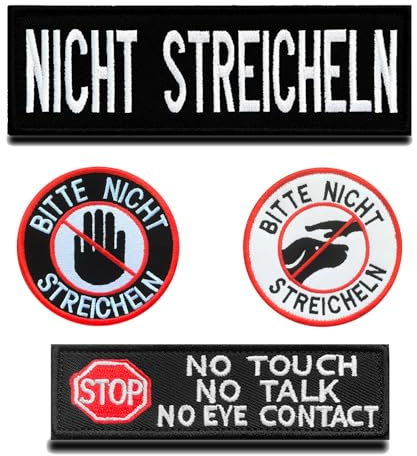4 Stück BITTE NICHT STREICHELN Taktisch Service Hund Emblem Patch Bestickt,Gestickt Emblem zum Hook and Loop auf Dekorative Applikationen Mittelgroße und Große Hunde.