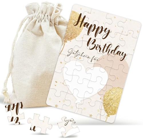 Happirra Gutschein Geburtstag, Gutscheine zum Selber Ausfüllen, Happy Birthday Gutschein Puzzle, Wunschgutschein Lustige Geburtstagskarte Geburtstagsgeschenke für Sie selbst, Familie und Freunde