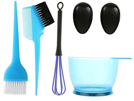 Mikinona 5 Stück Haarfärbewerkzeug Kunststoff Mit Rutschfester Schüssel Professionelles Haartönungsset Für Friseure Und Heimgebrauch Blauer Auftragepinsel Und Ohrenschutz