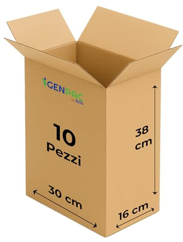 GM 10 Scatole Cartone Avana 30x16x38 h cm - Mono Onda Resistenti per Imballaggio, Spedizioni e E-Commerce - Cartoni Trasloco e Packaging Riciclabile, Vari formati, Ideali per Uffici e Aziende