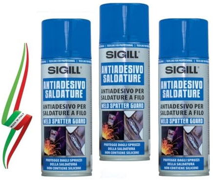 SET 3 BOMBOLETTE DI ANTI ADESIVO SPRAY PER SALDATURE A FILO SENZA SILICONE 400ml SIGILL MADE IN ITALY