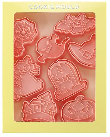 3D Moule à Biscuits Pour Halloween,3D Moule Biscuit Plastique,Ensemble D'emporte-Pièces D'halloween,Cookie Cutter Plastique Halloween,Pour Pâtisserie,Biscuits,Boulangerie DIY,8 Pièces
