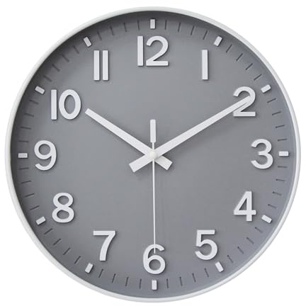 HZDHCLH väggklocka 30 cm tyst icke-tickande kvarts modern dekorativ klocka för kontor klassrum hem vardagsrum sovrum (grå)
