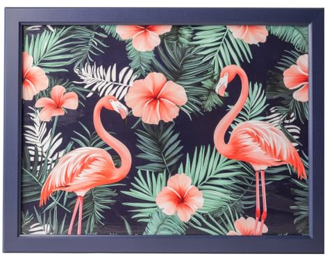 Cushioned Lap Tray with Beanbag Base Comfortable Portable Serving Tray for Laptops, Meals & Crafts (Assorted Designs) 44cm (Flamingo)