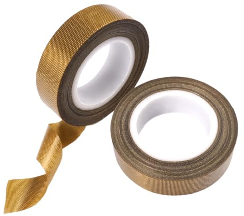 DGN 2 Stück Selbstklebend Teflonband, 15mmx10m Teflon Klebeband Hitzebeständiges, Hitzebeständig Teflon Klebeband, PTFE Glasgewebeband Glasklebeband für Vakuumiere, Hand- und Impulsversiegelungen