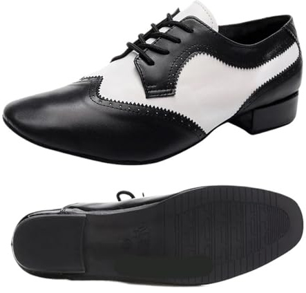 Zapatos de Baile Suaves for Hombre, Zapatos Latinos Cuero Vaca, Jazz, Tango, Vals, Ropa salón, Calzado for espectáculo en Escenario, Deportivos Informales(Rubber Sole,50)