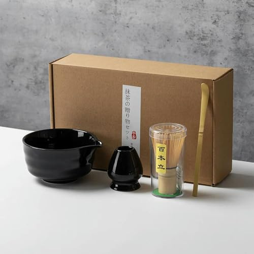 ROCILB Service à Matcha 4/5/6 pièces (Fouet, cuillère à thé, Bol en céramique), Service à thé Japonais, Accessoires pour Le thé, idéal pour Les Amateurs de Matcha, Cadeau