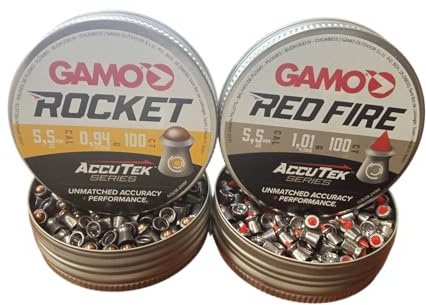 Arapaima Beitia Pack Alta Precisión 5.5mm (.22) – Combo AccuTek Series: 100 Rocket de Punta Reforzada + 100 Red Fire Punta Simétrica | Set Tiro Deportivo de Alto Rendimiento. (100+100 balines)