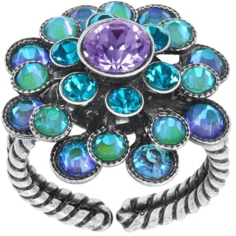 Konplott: Ring Lost Garden big, großer aufwendiger Kristallblüten-Ring, für Damen/Frauen