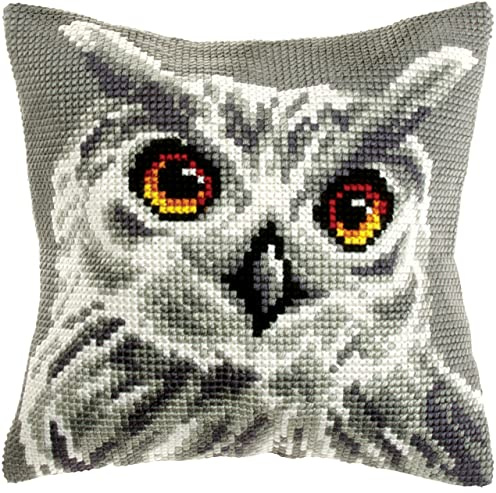 Orchidea - Kit point de croix coussin - Chouette blanche - Toile imprimée - 4,5 fils - Pour adultes - 9532