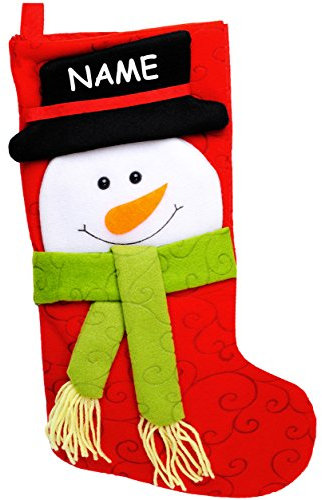 alles-meine.de GmbH 5 Stück XL - Weihnachtssocken & Filzstrümpfe - 3-D Effekt - Schneemann - incl. Name - 45 cm - Nikolausstiefel - Nikolausstrumpf/Weihnachtsstiefel - gr..