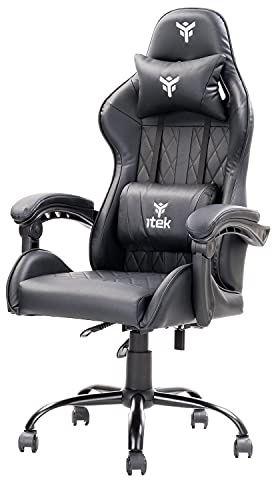 Itek Gaming Chair Rhombus PF10, Cloruro de polivinilo, Negro, Normale