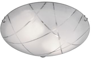 meineWunschleuchte Große Deckenschale mit Glasschirm Weiß satiniert, Ø 40cm