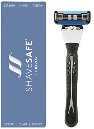ShaveSafe Razor – rakhyvel för män – rakblad – rakhyvel – ansiktsrakapparat och intimberik – med 5-vägs rakblad