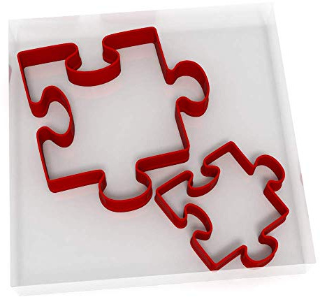 Jigsaw Piece Set of 2 Value Cookie/Fondant Cutters Pair 5CM + 8CM
