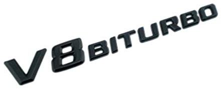 3D Emblem V8 Biturbo Schriftzug Kunststoff Mit Schaumstoff Kleberückseite Badge Auto Aufkleber Car Sticker (Schwarz Glanz)