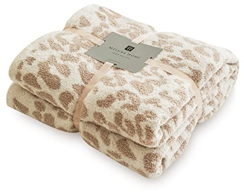 MH MYLUNE HOME Manta de Forro Polar Reversible con Estampado de Leopardo, Manta de Microfibra de Felpa ultrasuave, acogedora y cálida para Cama, sofá, Silla, sofá, sillón, se Adapta a Todas Las