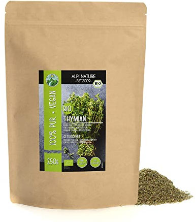 Alpi Nature Organic Thyme Dried 250g 8.8 oz, Dried and Rubbed Herb, Thyme Spice for Cooking