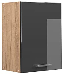 Vicco Hängeschrank R-Line, Anthrazit Hochglanz, 45 cm | 1 Tür · 1 Einlegeboden · Tiefe – 31 cm · ✓ Frei kombinierbar · ✓ Praktischer Stauraum