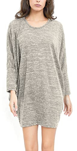 Van Der Rich ® – långtröja tunika klänning i överdimensionerad stil en storlek – dam, Beige, En Storlek
