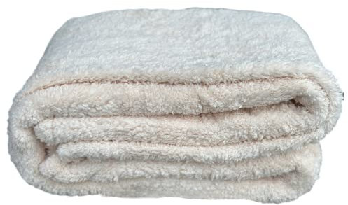 Cleanlevel EST 2016 Kuscheldecke Wohndecke 1,6 kg Tagesdecke Lammflor Optik Sherpa Sofadecke Decke Wendedecke Couchdecke Sofaüberwurf (Creme Uni)