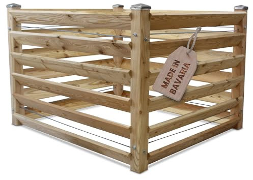 Compostiera moderna singola, ca. 100 x 120 cm, altezza 80 cm, in legno massello di larice, compostiera compostiera in legno massiccio